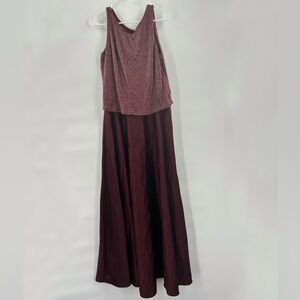 Arianna Rachel Kaye red maron sleeveless maxi dress size L